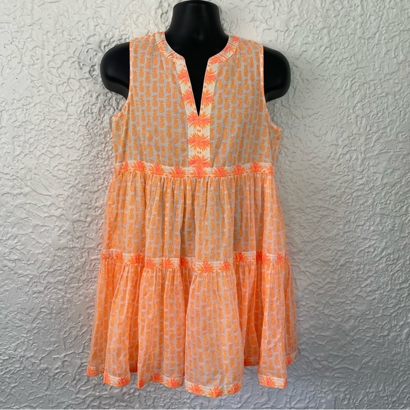 Vineyard Vines Pineapple Print Tiered Dress Medium - Picture 2 of 7